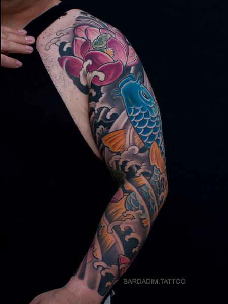 tattoos/ - Japanese Sleeve Koi and Lotus - 134217
